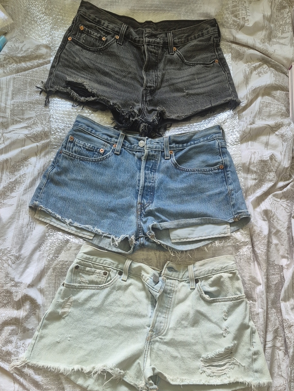 Levi's Light Blue Denim Cut Off Button Fly  Shorts Bundle